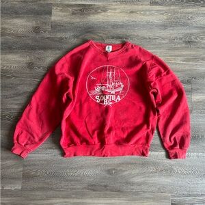 Red Graphic Crew Neck Sweater